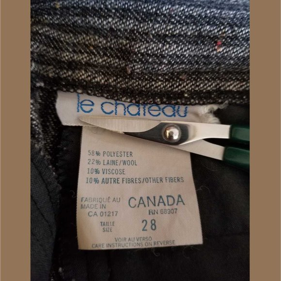 Vintage 90s, grey stripes, pleated dress pants, M, Le Chateau - Picture 8 of 9